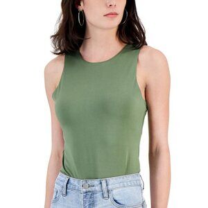 CRAVE FAME Juniors' Sleeveless Double Layer Crewneck Green Bodysuit NWT